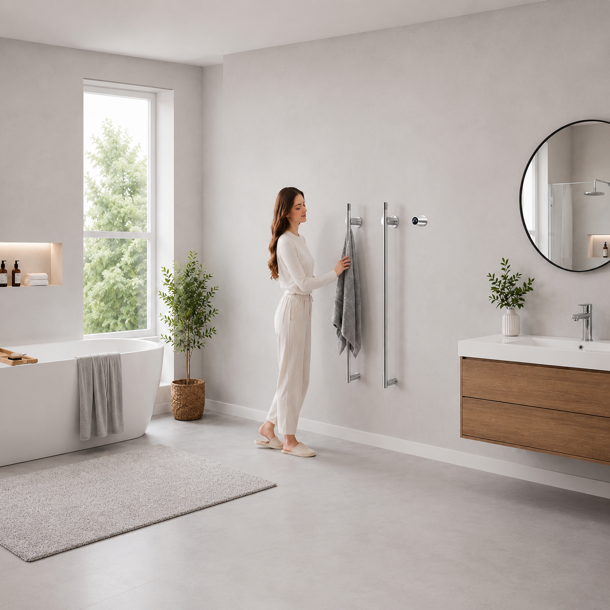 Minimalist Bathroom Towel Warmer Concealed Heated Towel Rack 2Bars