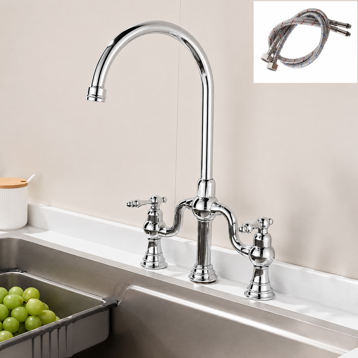 Kitchen Faucet Dual Handle High Arc Luxury Tap