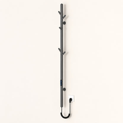 Electric Heated Towel Rack with Hooks, Wall-Mounted Towel Warmer with Touch Control