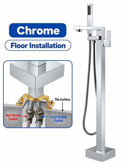 Bathroom Tub Faucet with Hand Shower Bathtub Faucet – Floor or Wall Inlet Installation