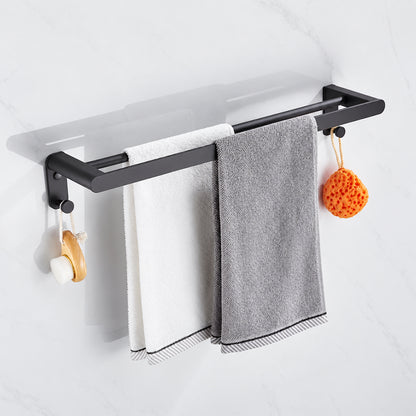 Black Wall-Mounted Bathroom Hardware Set with Towel Racks, Corner Shelves & Toilet Accessories