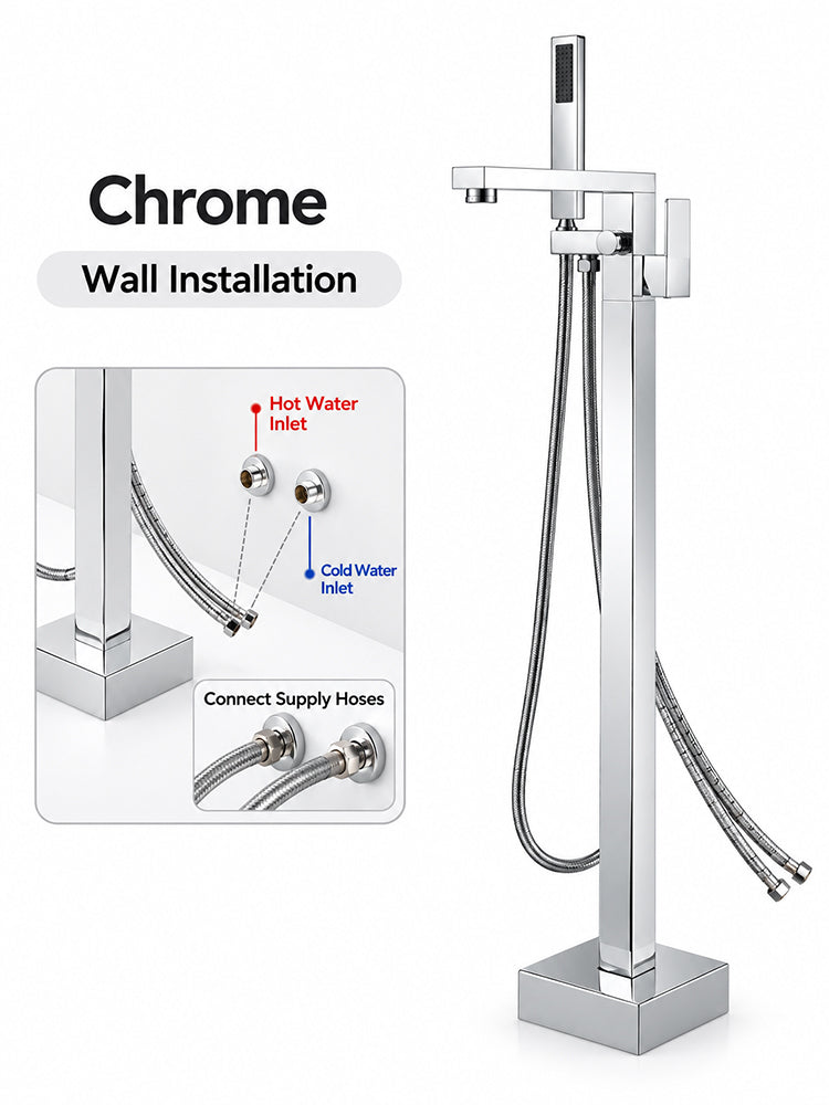 Bathroom Tub Faucet with Hand Shower Bathtub Faucet – Floor or Wall Inlet Installation