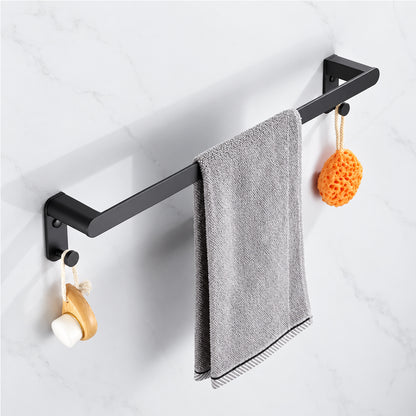Black Wall-Mounted Bathroom Hardware Set with Towel Racks, Corner Shelves & Toilet Accessories
