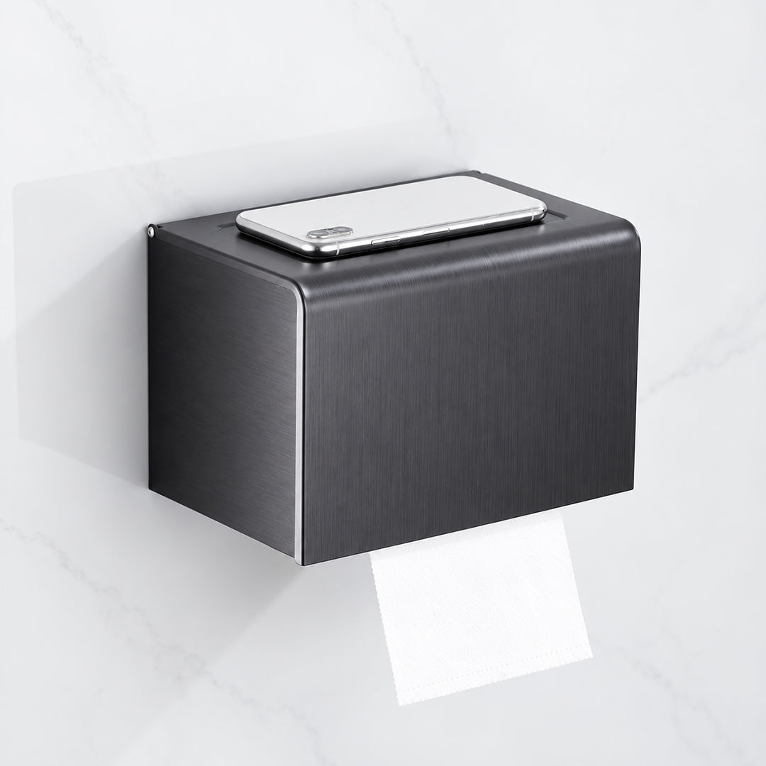 Black Wall-Mounted Bathroom Hardware Set with Towel Racks, Corner Shelves & Toilet Accessories