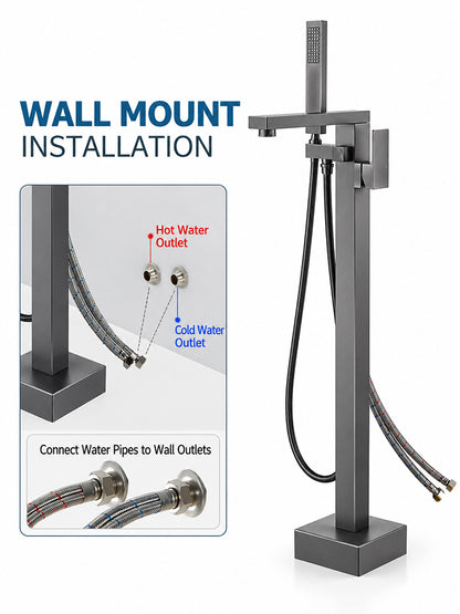 Bathroom Tub Faucet with Hand Shower Bathtub Faucet – Floor or Wall Inlet Installation