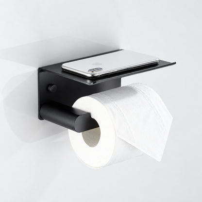 Black Wall-Mounted Bathroom Hardware Set with Towel Racks, Corner Shelves & Toilet Accessories