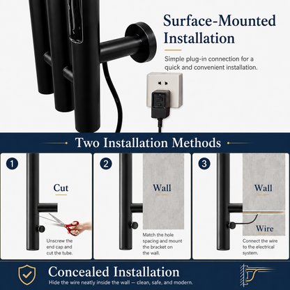 Heated Towel Rack Bathroom Towel Warmers-3 Bars
