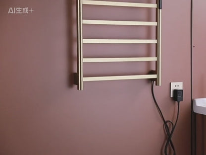 Stainless Steel Foldable Heated Towel Rack with Top Shelf, Timer & Temperature Control